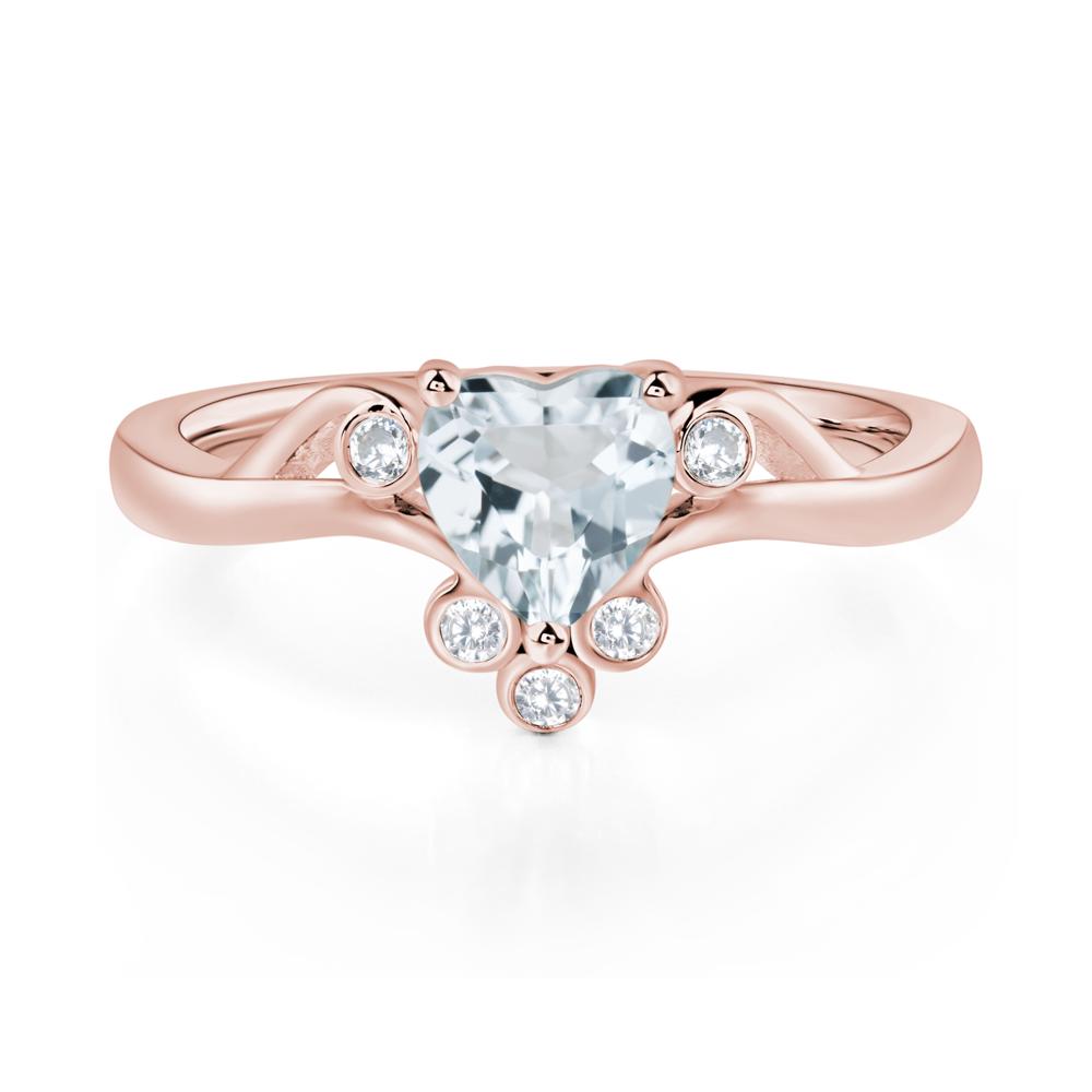 Aquamarine Heart Shaped Promise Ring - LUO Jewelry #metal_18k rose gold