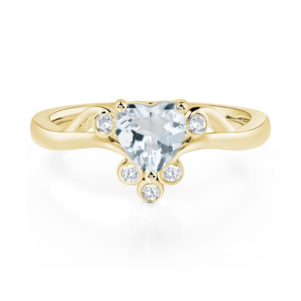 Aquamarine Heart Shaped Promise Ring - LUO Jewelry #metal_18k yellow gold