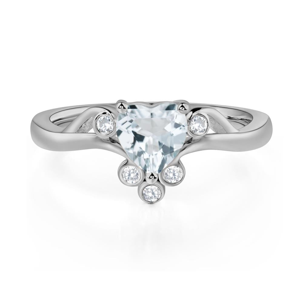 Aquamarine Heart Shaped Promise Ring - LUO Jewelry #metal_platinum