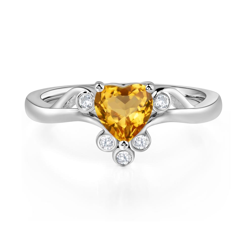 Heart Shaped Citrine Wave Ring - LUO Jewelry #metal_14k white gold