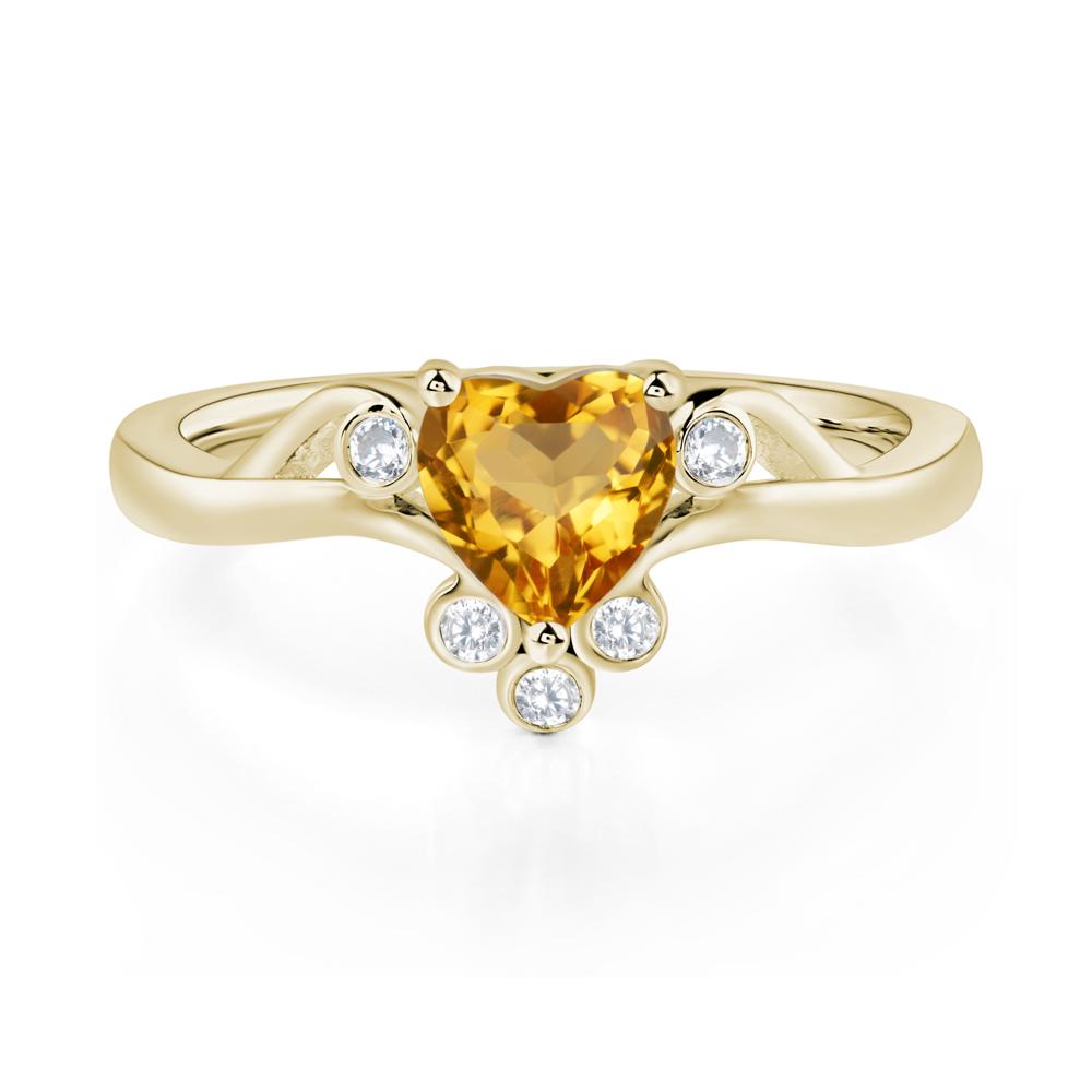 Heart Shaped Citrine Wave Ring - LUO Jewelry #metal_14k yellow gold