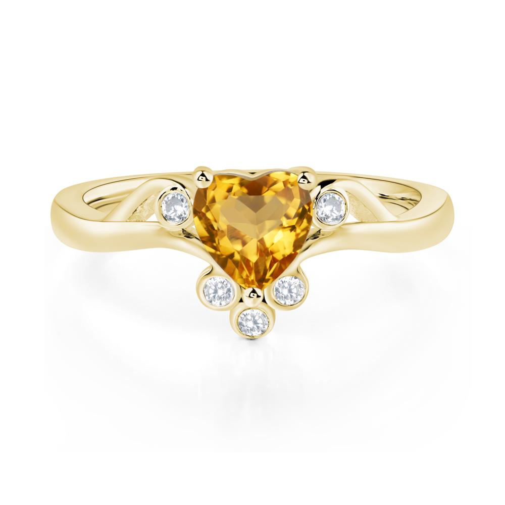 Heart Shaped Citrine Wave Ring - LUO Jewelry #metal_18k yellow gold