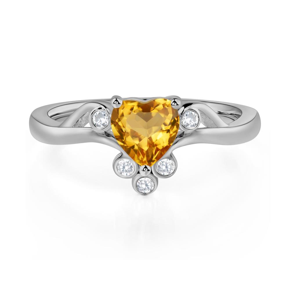 Heart Shaped Citrine Wave Ring - LUO Jewelry #metal_platinum