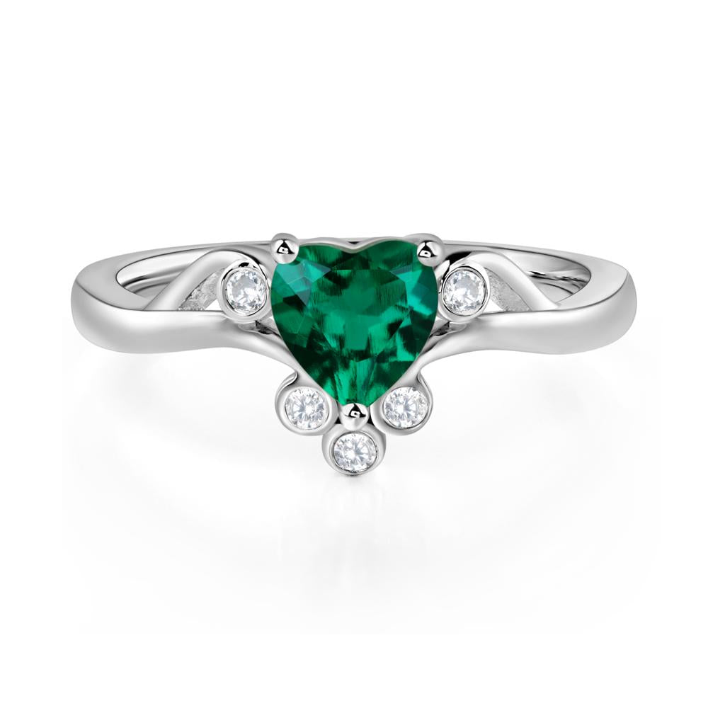 Emerald Scroll Engagement Ring - LUO Jewelry #metal_14k white gold
