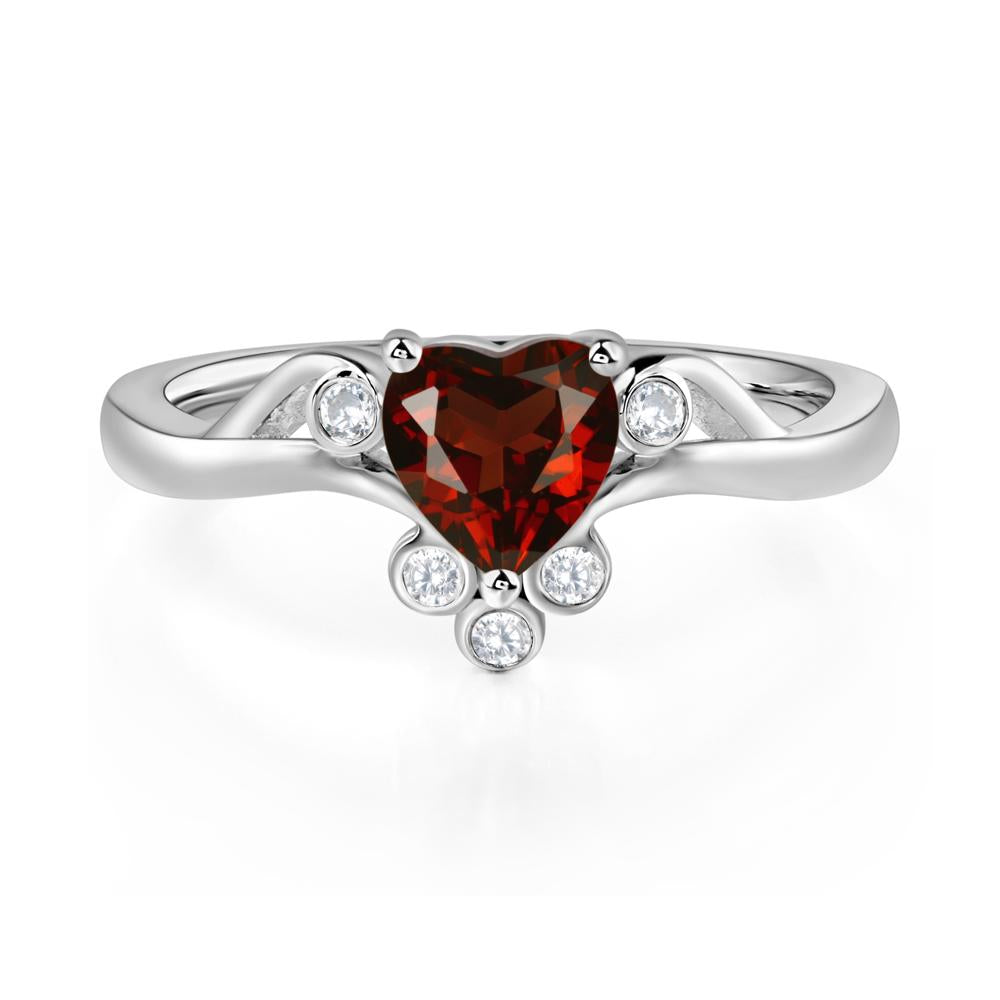 Garnet Heart Shaped Promise Ring - LUO Jewelry #metal_14k white gold
