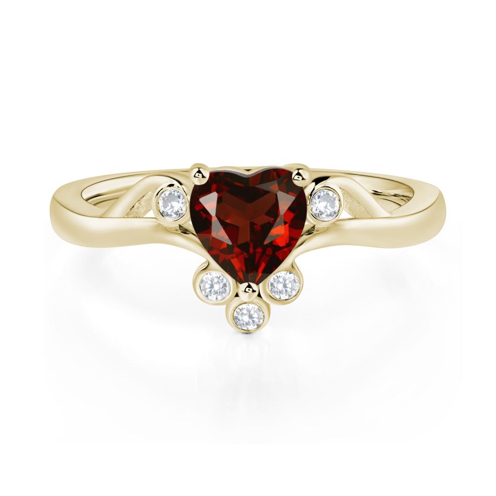 Garnet Heart Shaped Promise Ring - LUO Jewelry #metal_14k yellow gold
