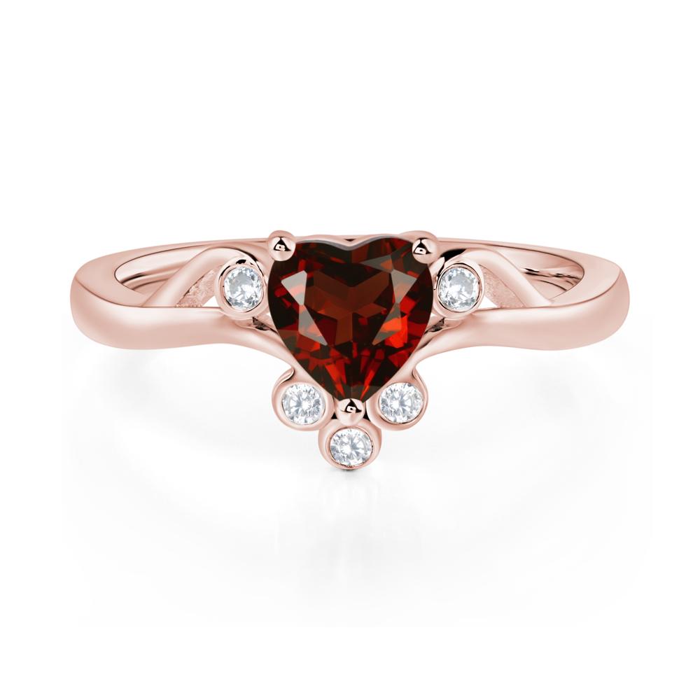 Garnet Heart Shaped Promise Ring - LUO Jewelry #metal_18k rose gold