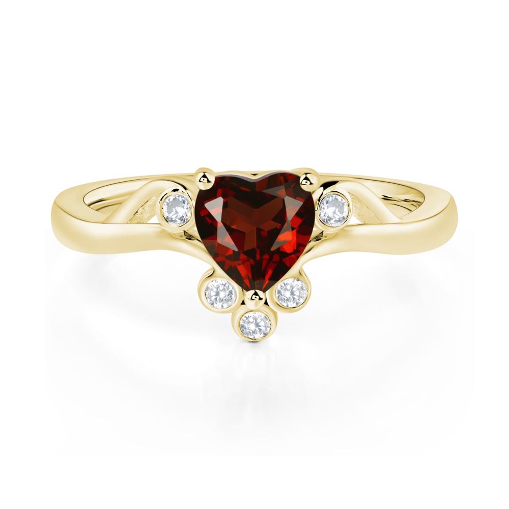 Garnet Heart Shaped Promise Ring - LUO Jewelry #metal_18k yellow gold