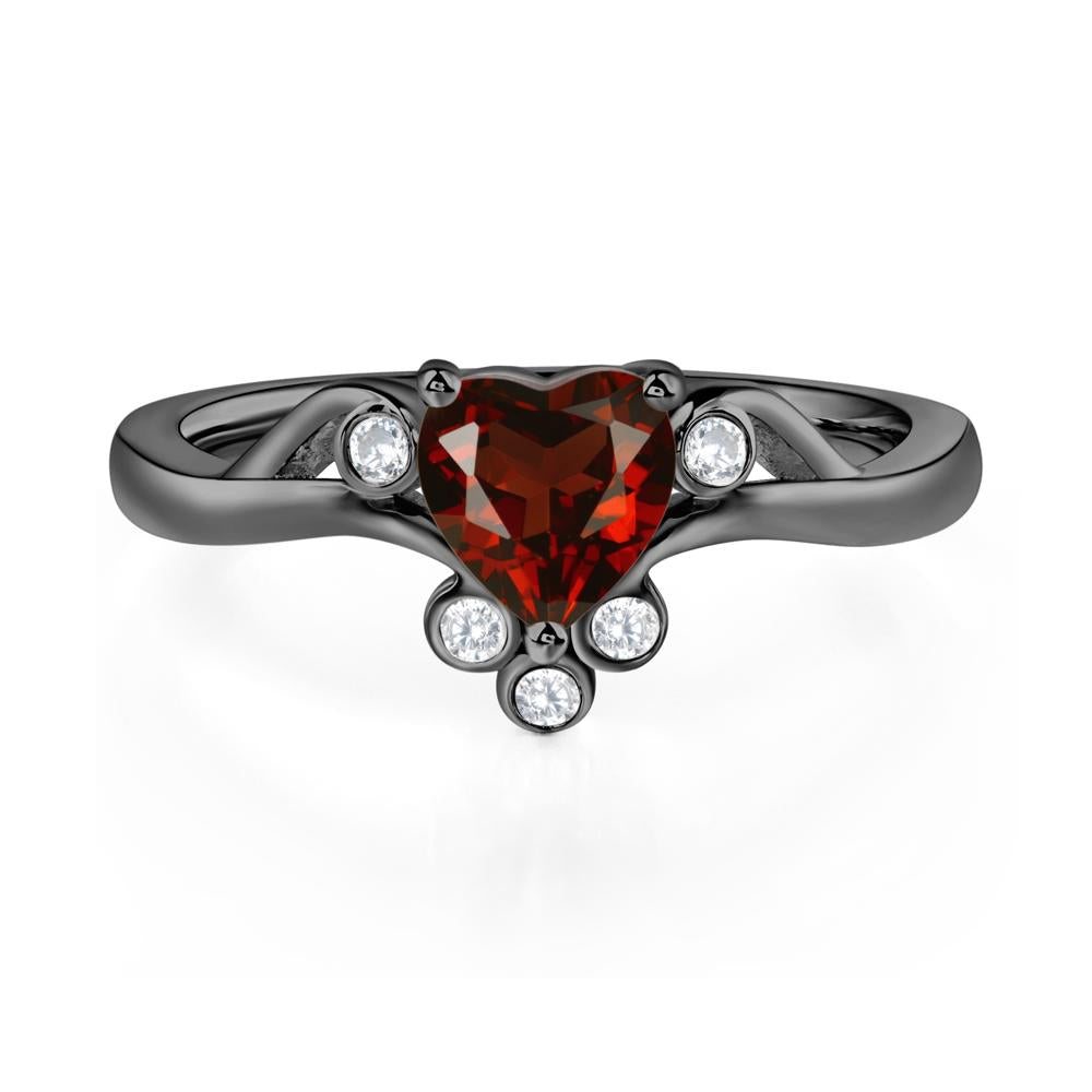 Garnet Heart Shaped Promise Ring - LUO Jewelry #metal_black finish sterling silver