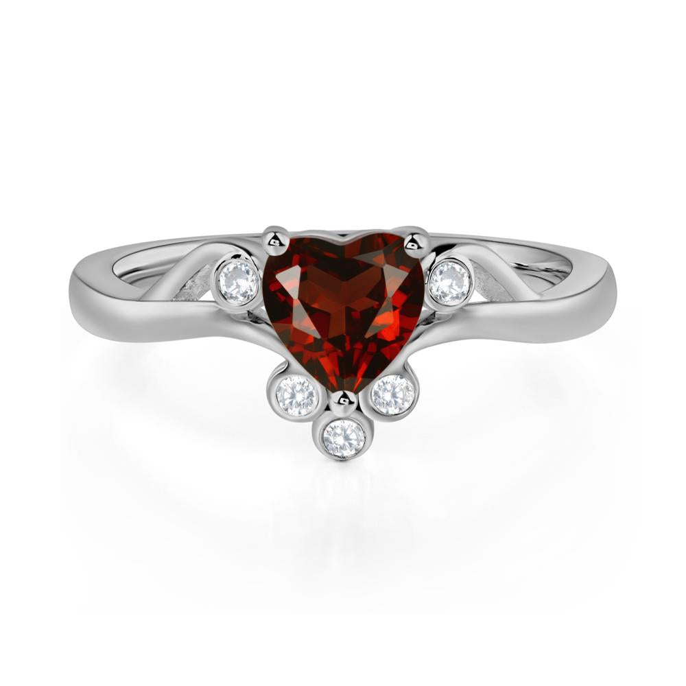 Garnet Heart Shaped Promise Ring - LUO Jewelry #metal_platinum