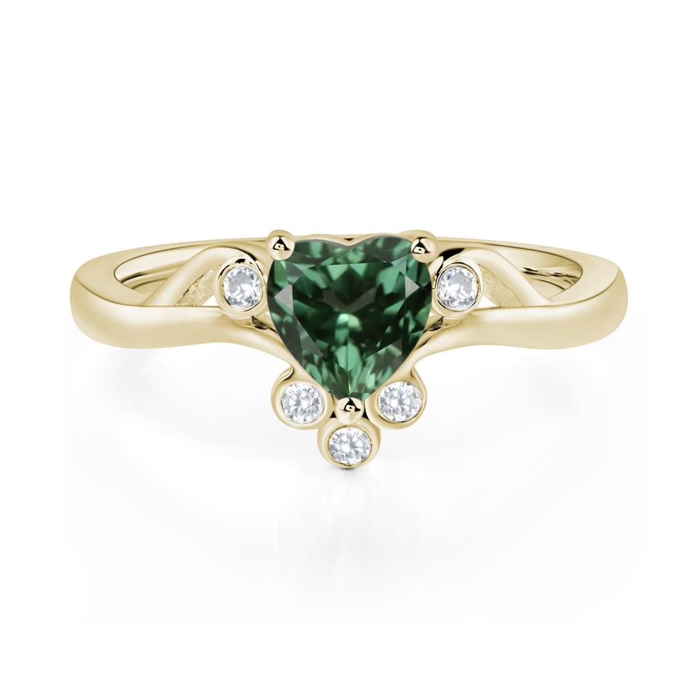 Heart Shaped Green Sapphire Wave Ring - LUO Jewelry #metal_14k yellow gold