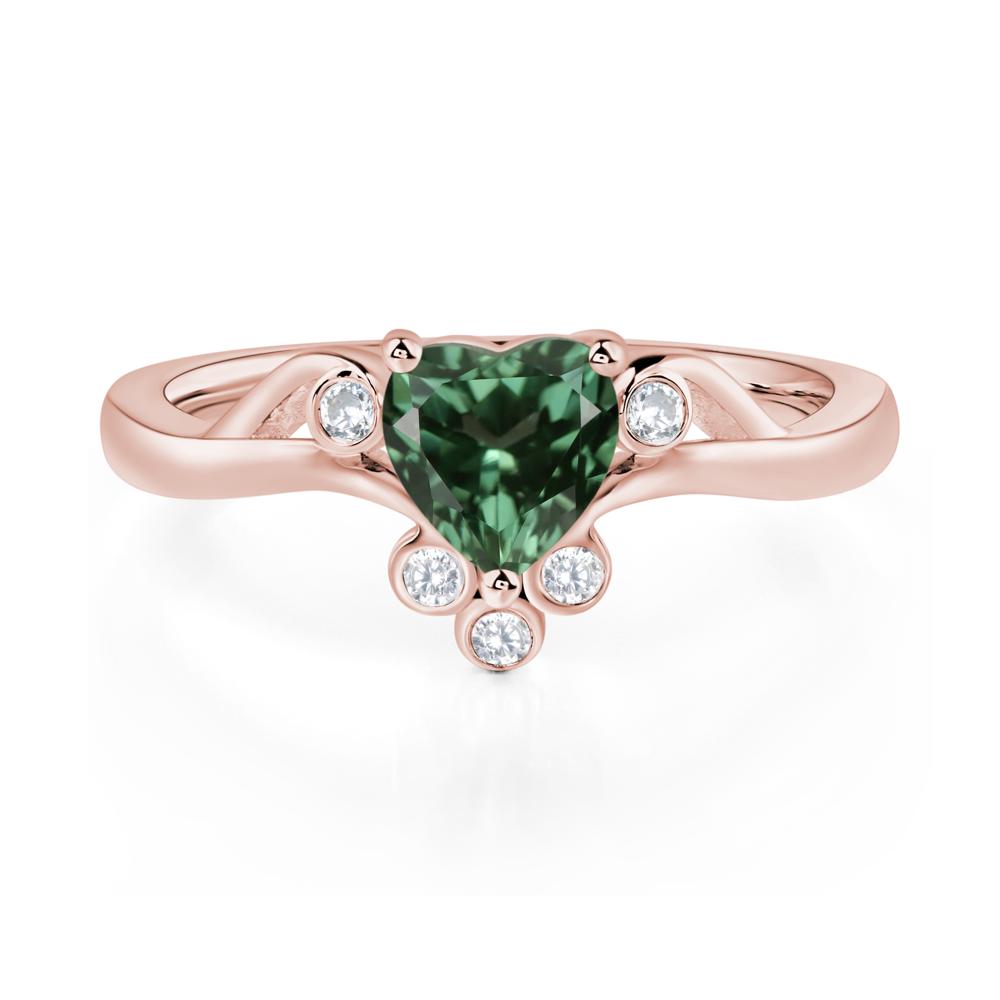 Heart Shaped Green Sapphire Wave Ring - LUO Jewelry #metal_18k rose gold