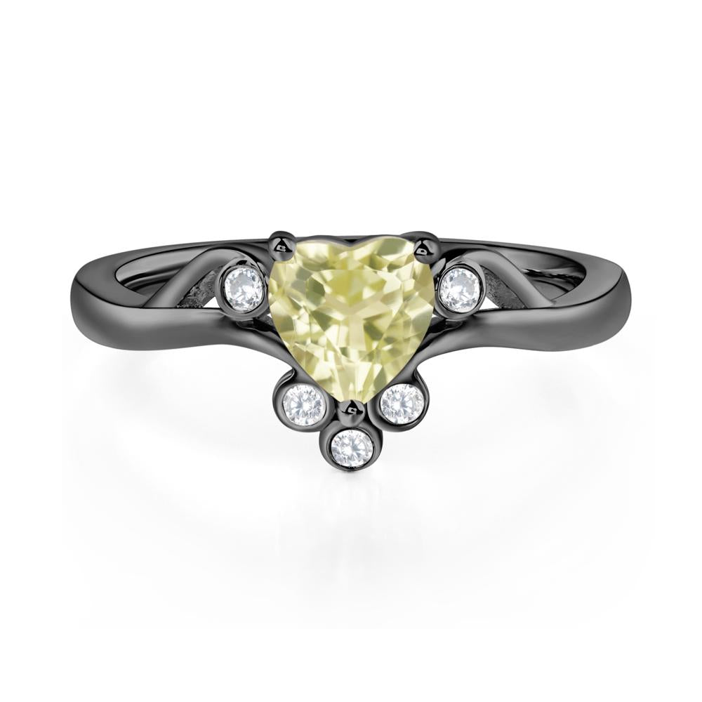 Lemon Quartz Scroll Engagement Ring - LUO Jewelry #metal_black finish sterling silver