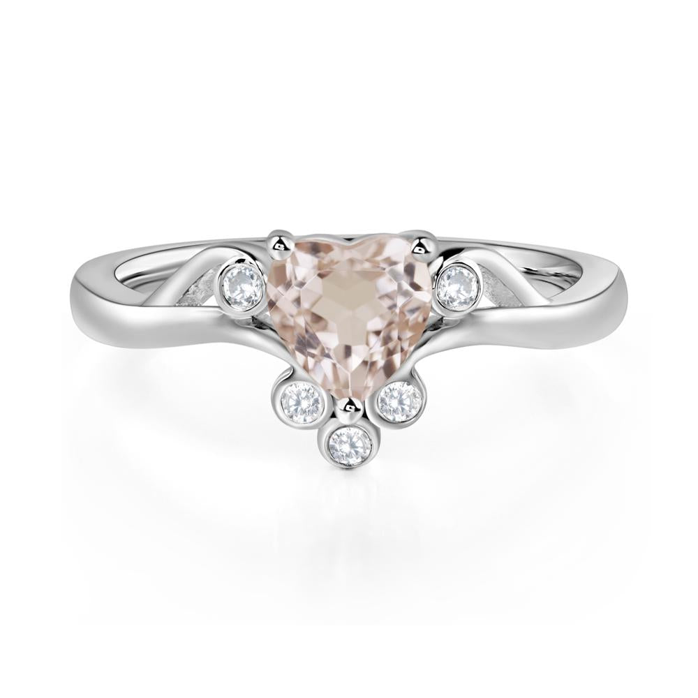 Heart Shaped Morganite Wave Ring - LUO Jewelry #metal_14k white gold