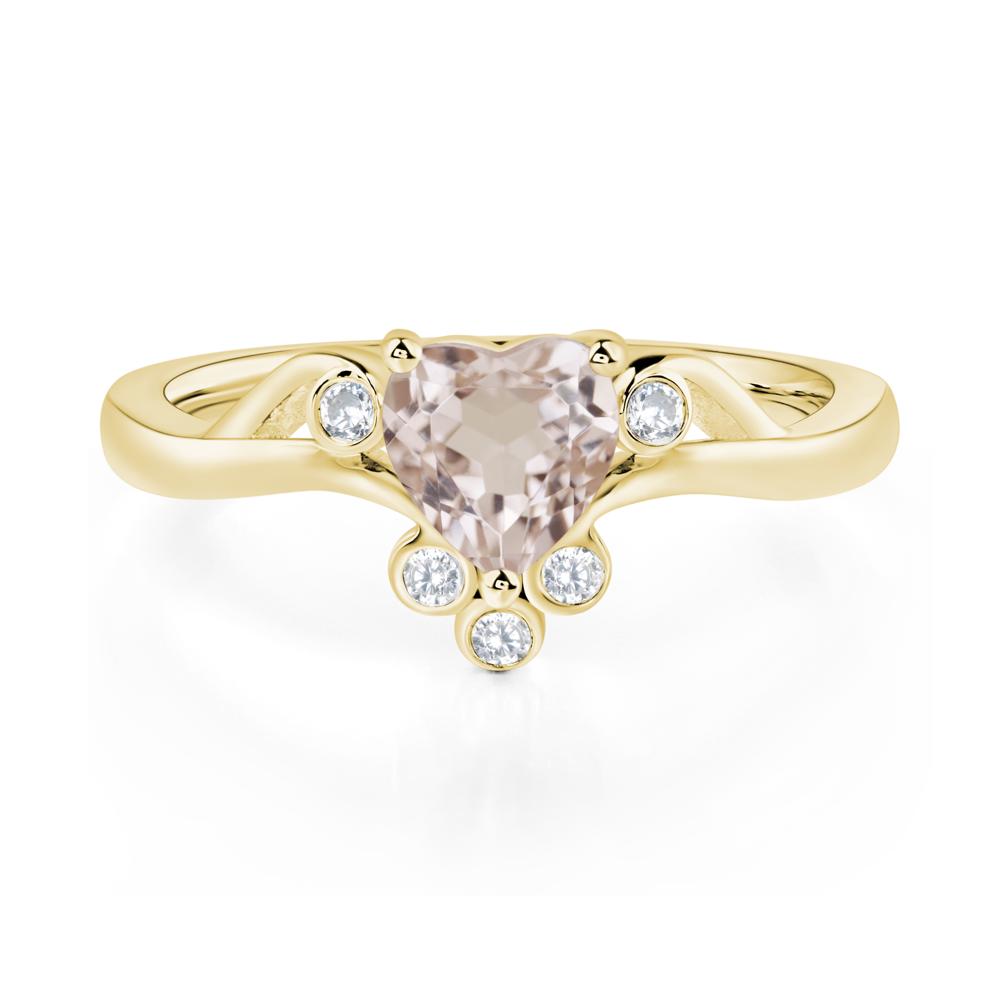 Heart Shaped Morganite Wave Ring - LUO Jewelry #metal_18k yellow gold