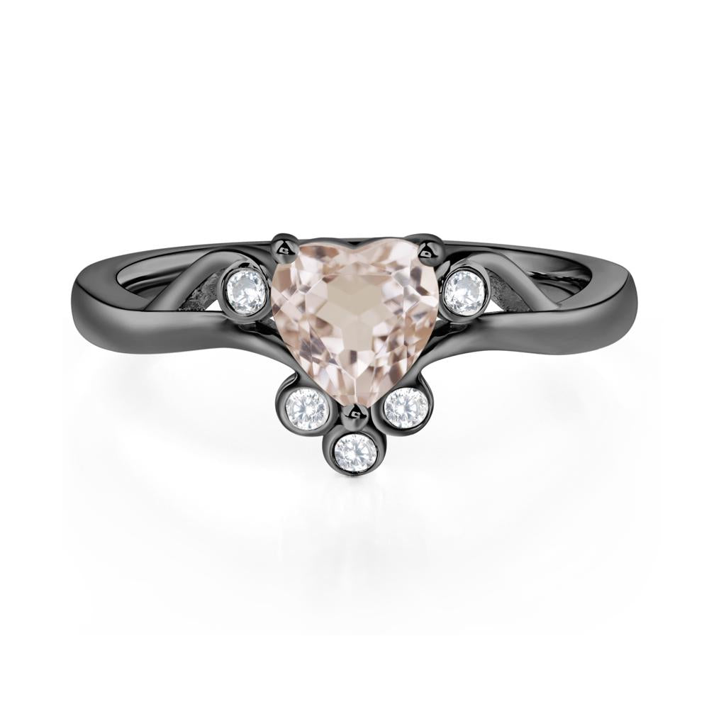 Heart Shaped Morganite Wave Ring - LUO Jewelry #metal_black finish sterling silver