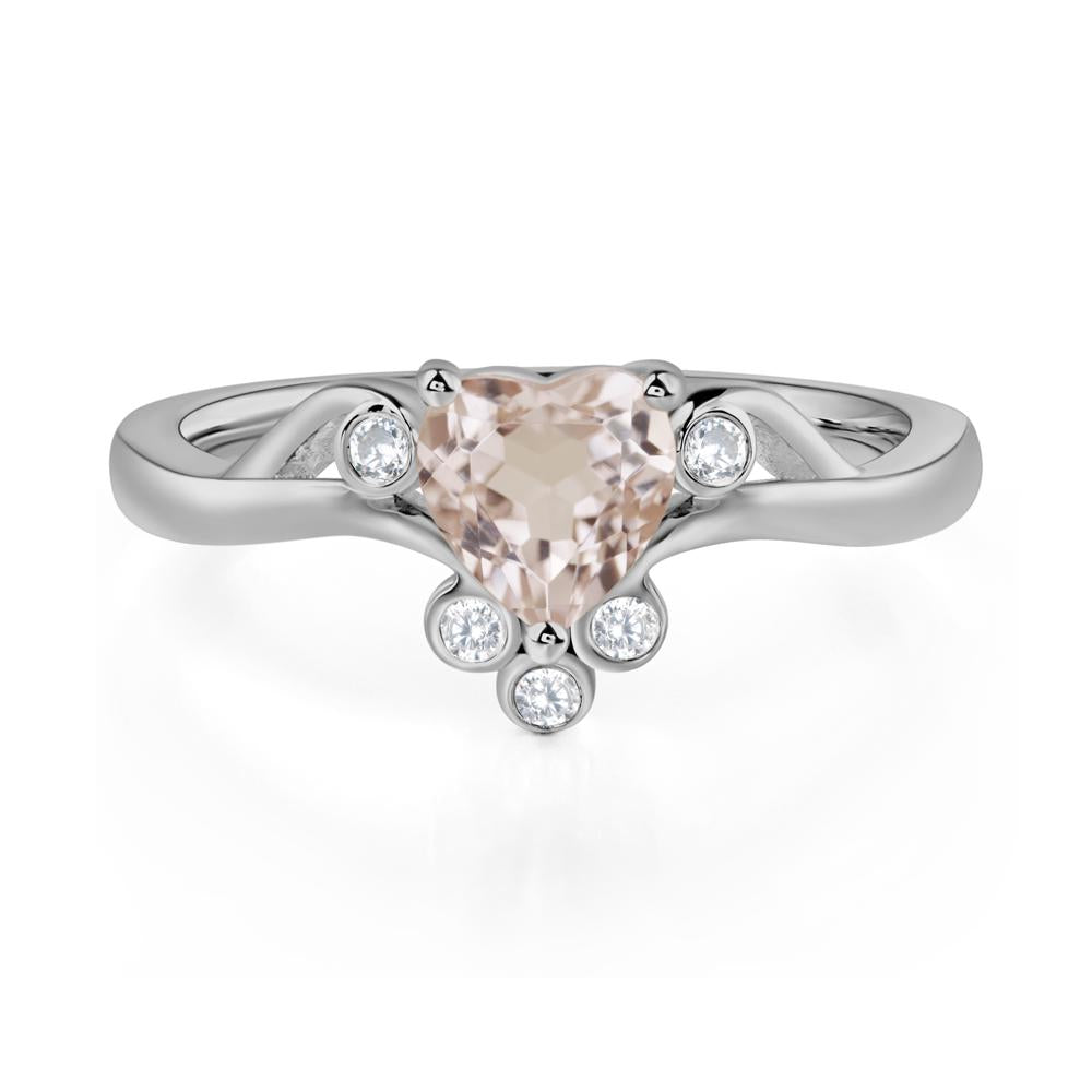 Heart Shaped Morganite Wave Ring - LUO Jewelry #metal_platinum