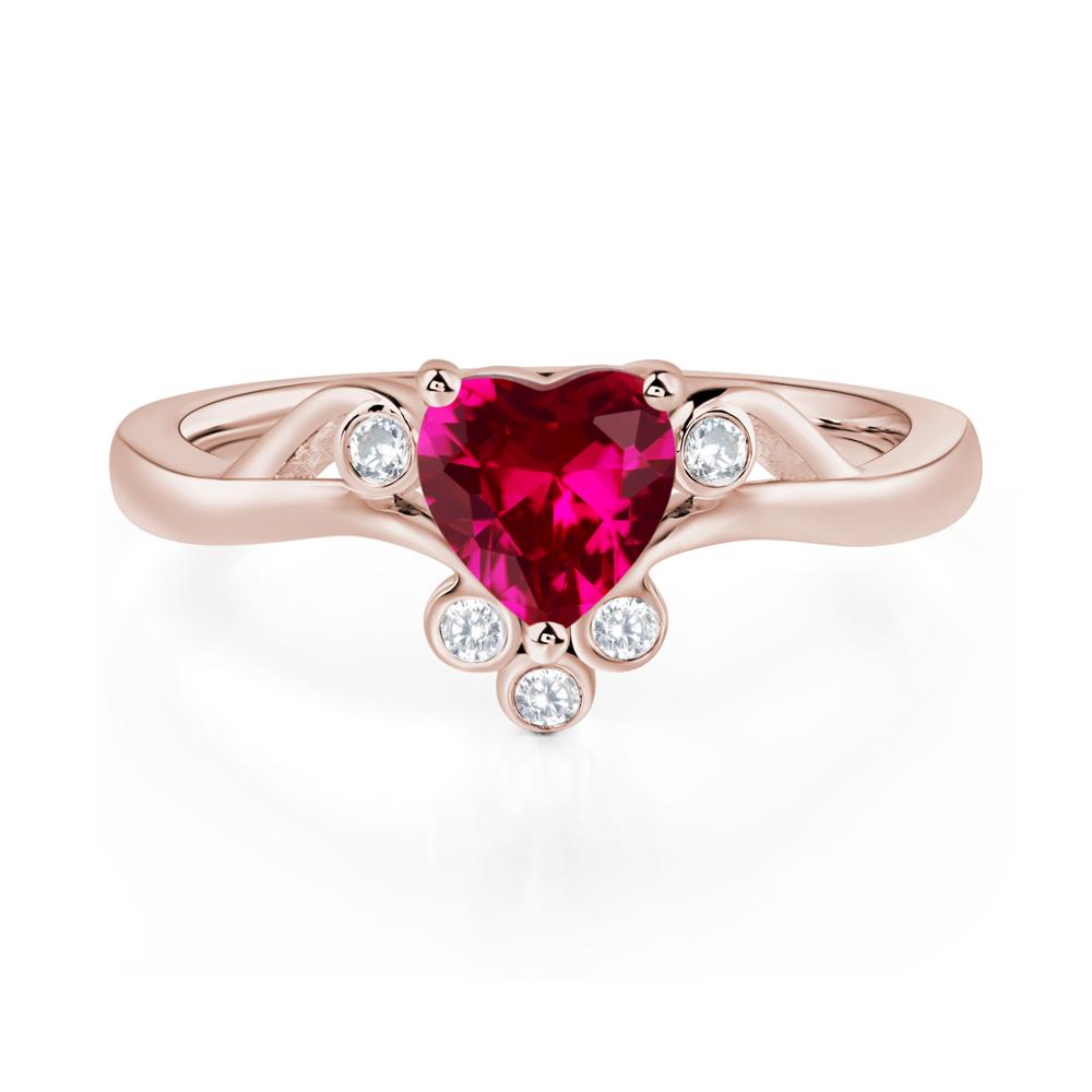 Ruby Heart Shaped Promise Ring - LUO Jewelry #metal_14k rose gold