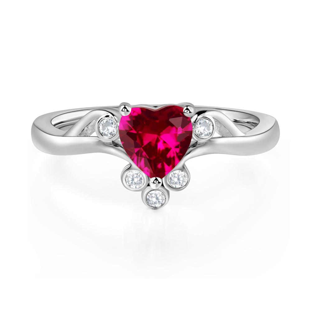 Ruby Heart Shaped Promise Ring - LUO Jewelry #metal_14k white gold