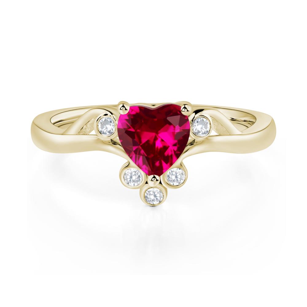 Ruby Heart Shaped Promise Ring - LUO Jewelry #metal_14k yellow gold