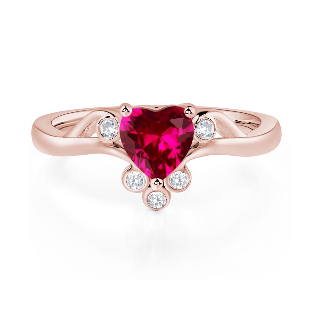 Ruby Heart Shaped Promise Ring - LUO Jewelry #metal_18k rose gold