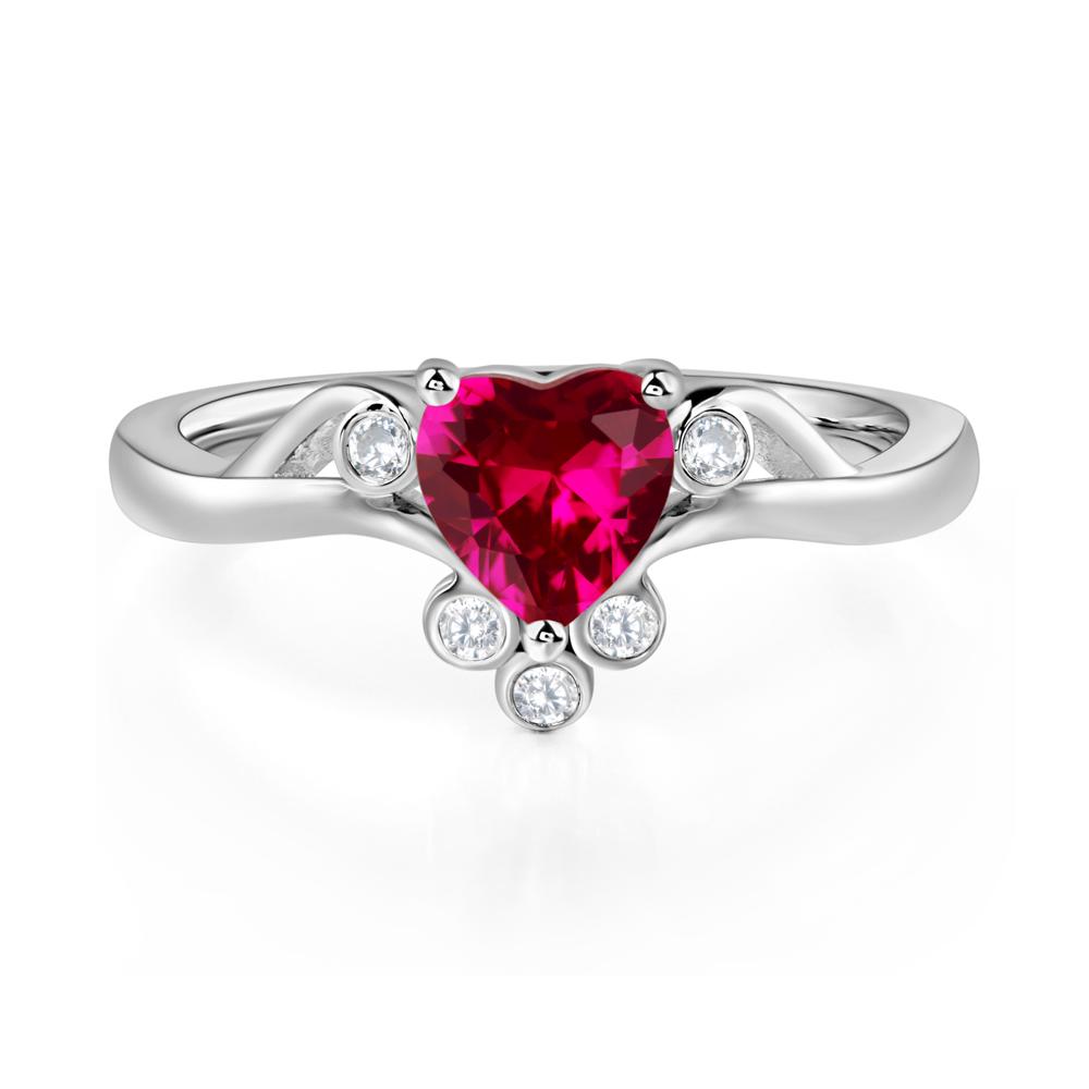 Ruby Heart Shaped Promise Ring - LUO Jewelry #metal_18k white gold
