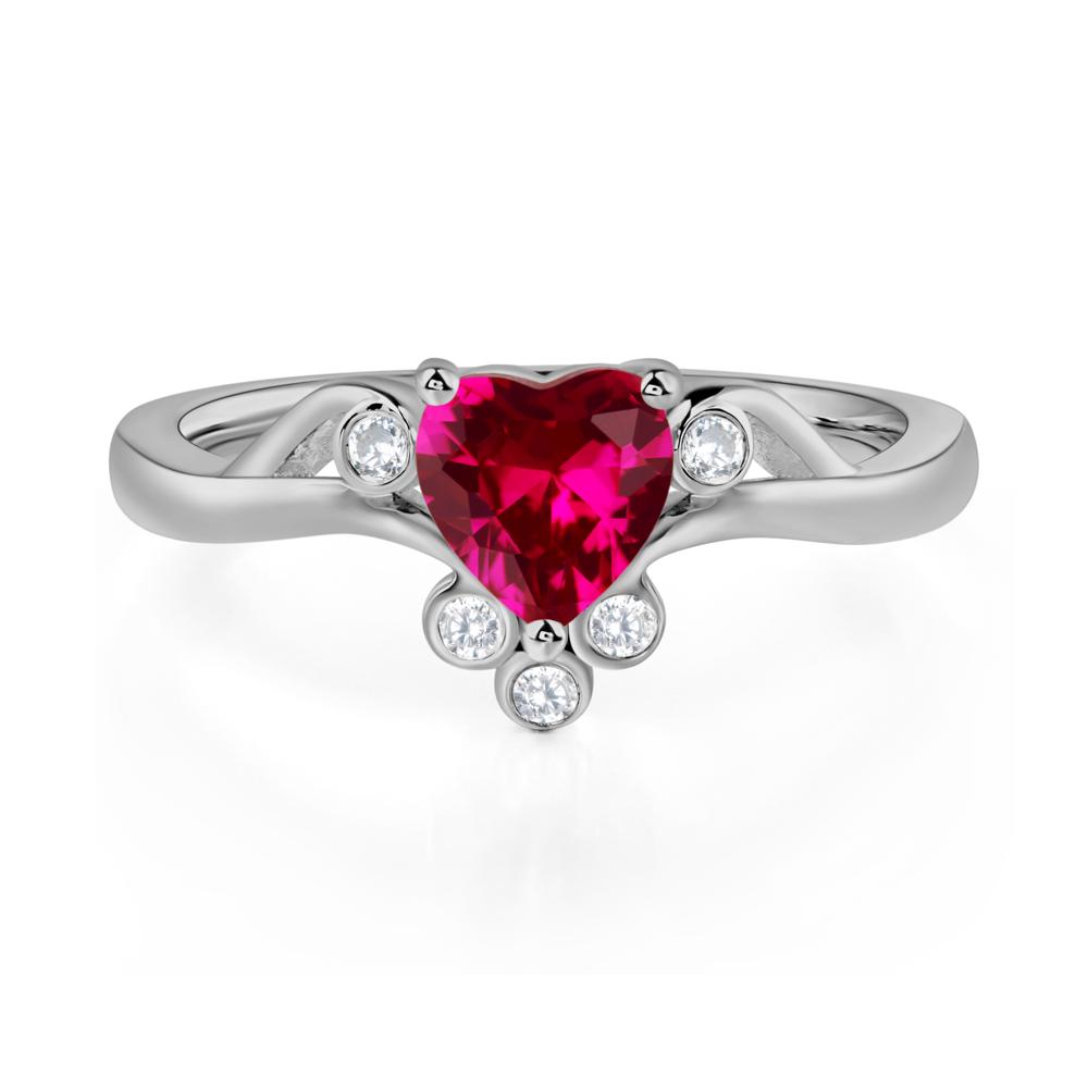 Ruby Heart Shaped Promise Ring - LUO Jewelry #metal_platinum