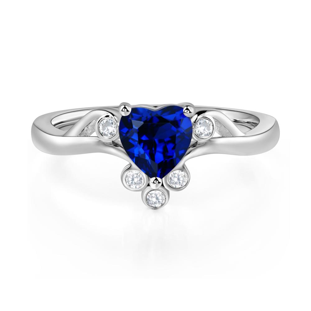 Heart Shaped Sapphire Wave Ring - LUO Jewelry #metal_14k white gold