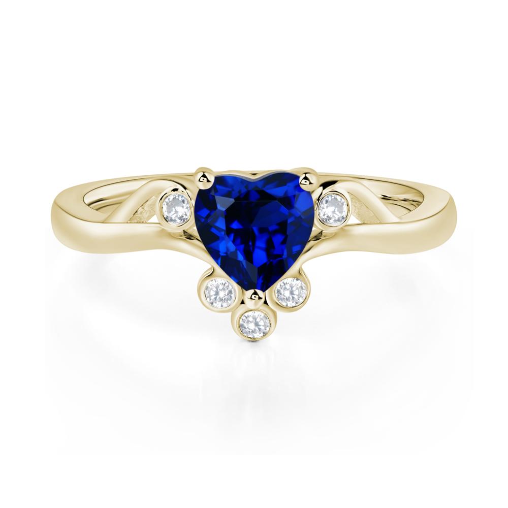 Heart Shaped Sapphire Wave Ring - LUO Jewelry #metal_14k yellow gold