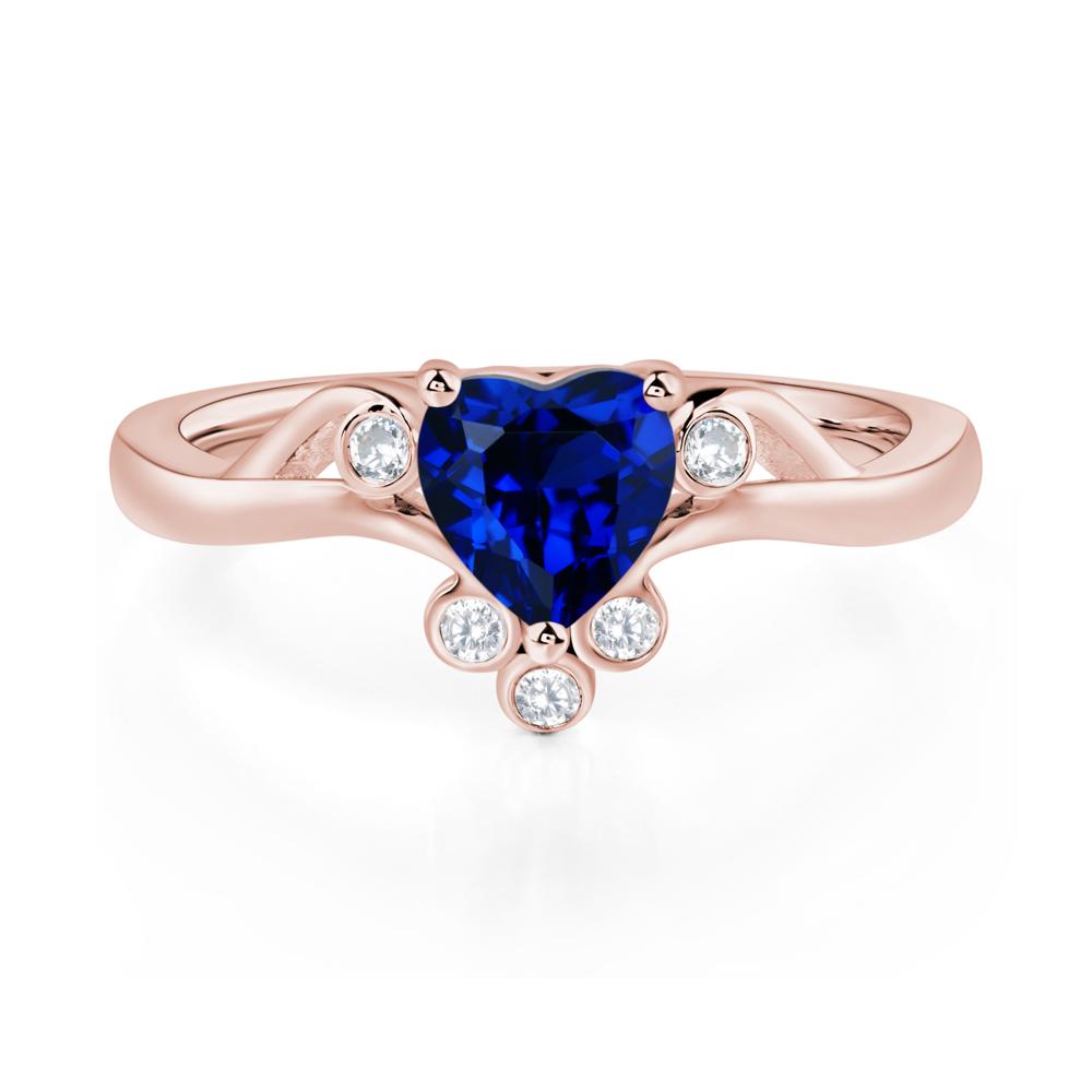 Heart Shaped Sapphire Wave Ring - LUO Jewelry #metal_18k rose gold