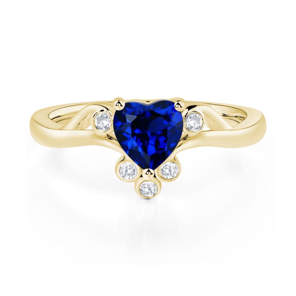 Heart Shaped Sapphire Wave Ring - LUO Jewelry #metal_18k yellow gold