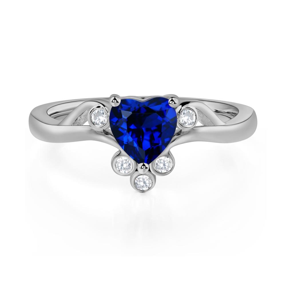 Heart Shaped Sapphire Wave Ring - LUO Jewelry #metal_platinum