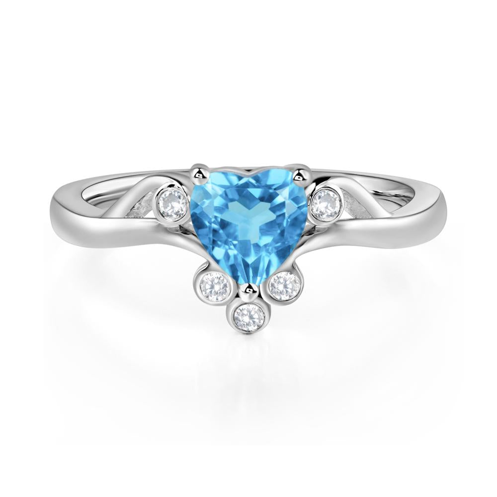 Swiss Blue Topaz Scroll Engagement Ring - LUO Jewelry #metal_14k white gold