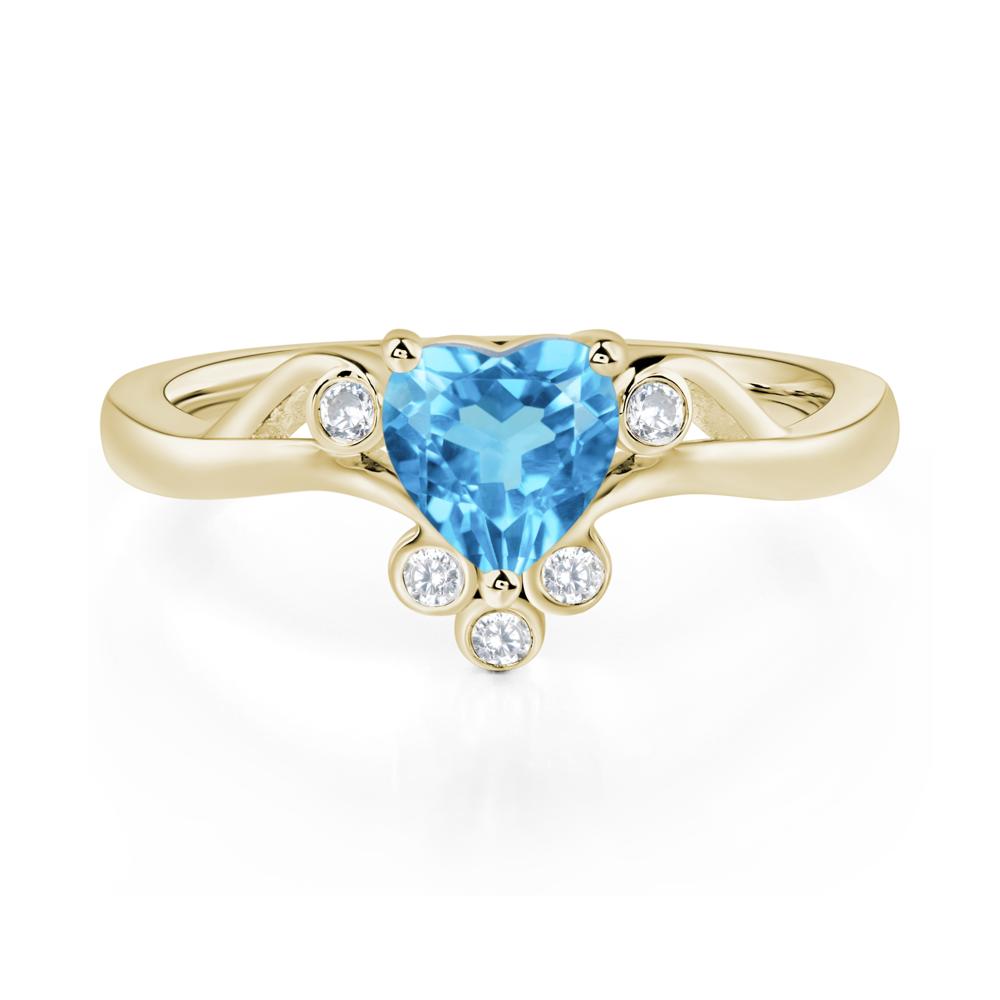 Swiss Blue Topaz Scroll Engagement Ring - LUO Jewelry #metal_14k yellow gold