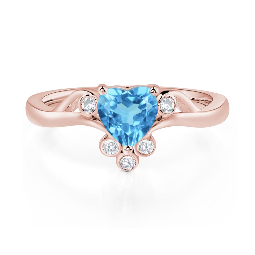 Swiss Blue Topaz Scroll Engagement Ring - LUO Jewelry #metal_18k rose gold