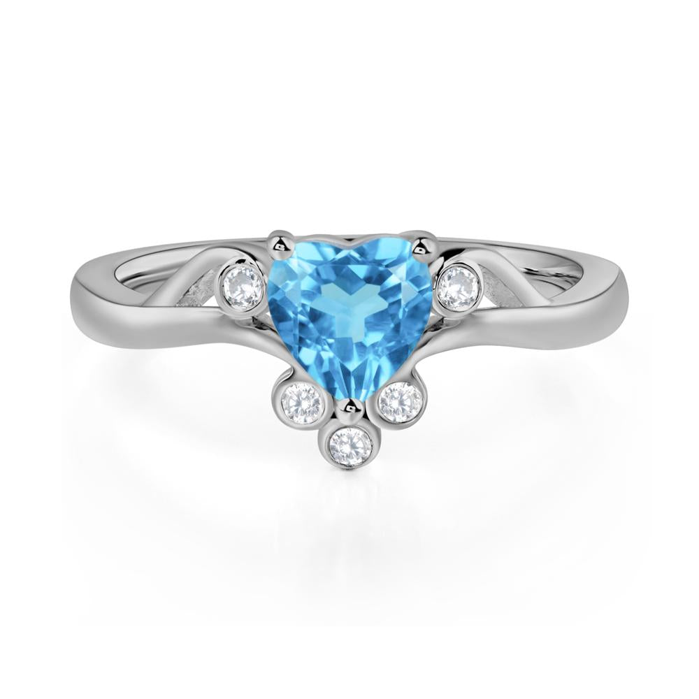 Swiss Blue Topaz Scroll Engagement Ring - LUO Jewelry #metal_platinum