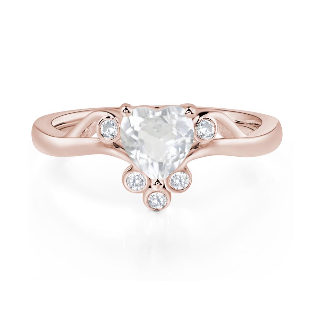 White Topaz Heart Shaped Promise Ring - LUO Jewelry #metal_14k rose gold