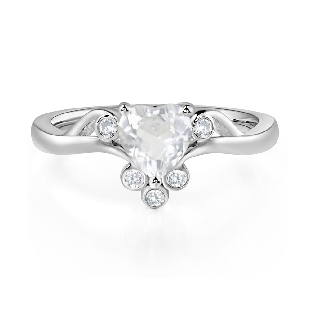 White Topaz Heart Shaped Promise Ring - LUO Jewelry #metal_14k white gold