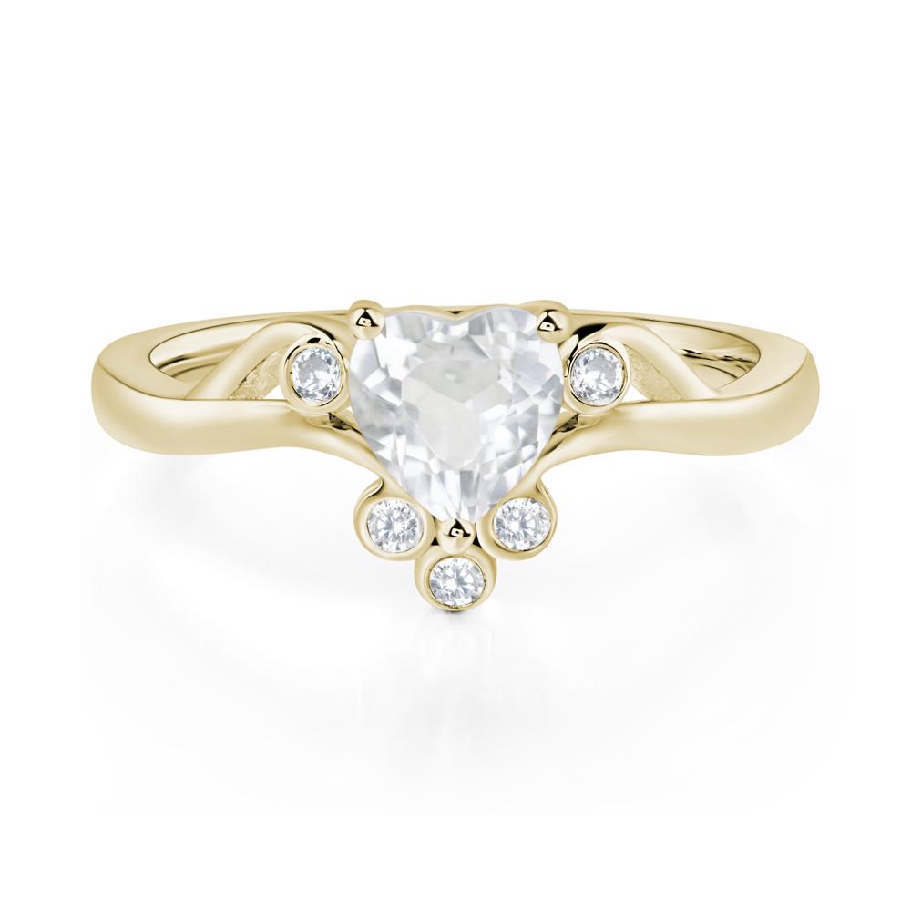 White Topaz Heart Shaped Promise Ring - LUO Jewelry #metal_14k yellow gold