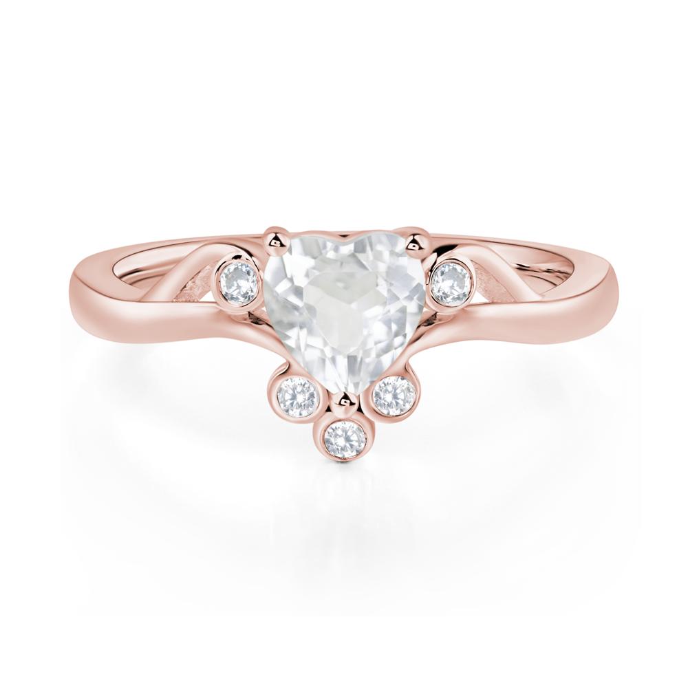 White Topaz Heart Shaped Promise Ring - LUO Jewelry #metal_18k rose gold