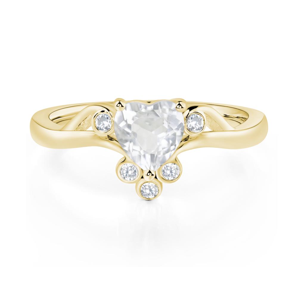 White Topaz Heart Shaped Promise Ring - LUO Jewelry #metal_18k yellow gold