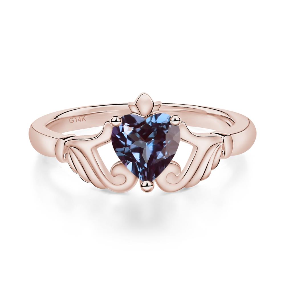 Heart Shaped Alexandrite Claddagh Ring - LUO Jewelry #metal_14k rose gold