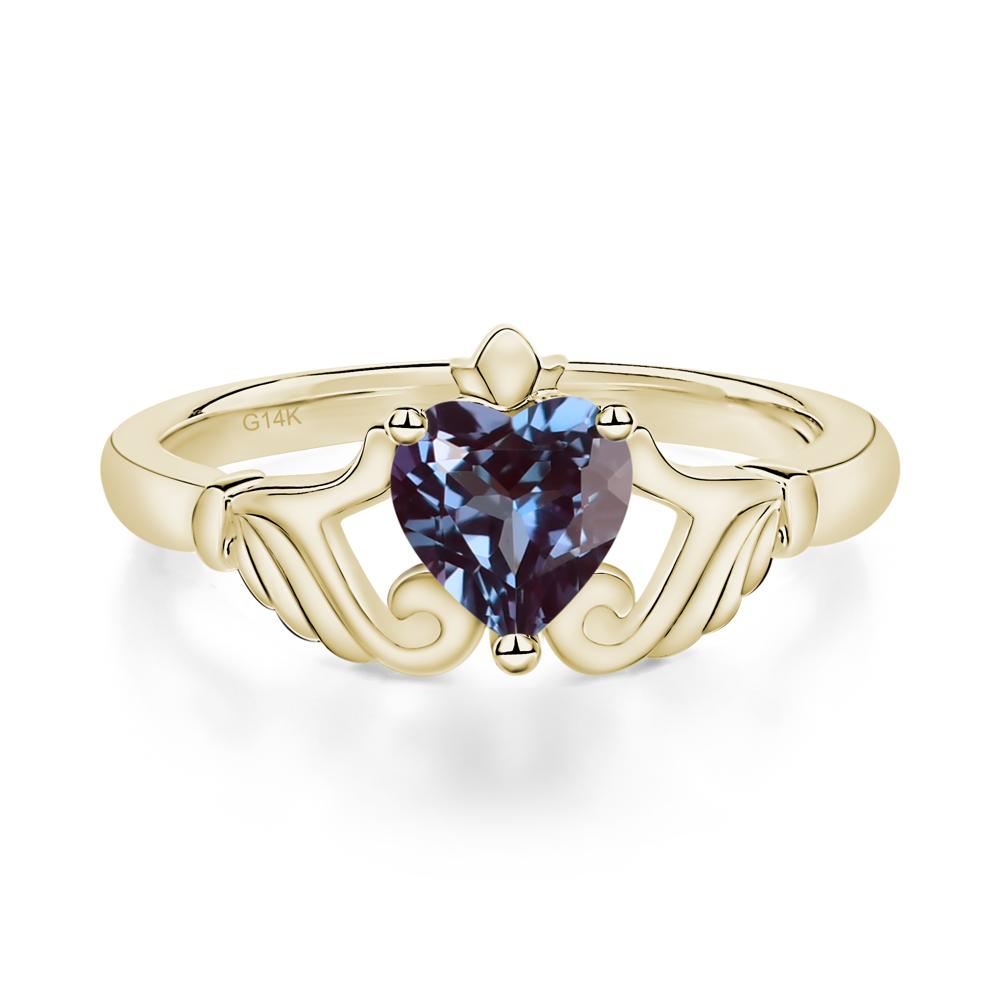 Heart Shaped Alexandrite Claddagh Ring - LUO Jewelry #metal_14k yellow gold