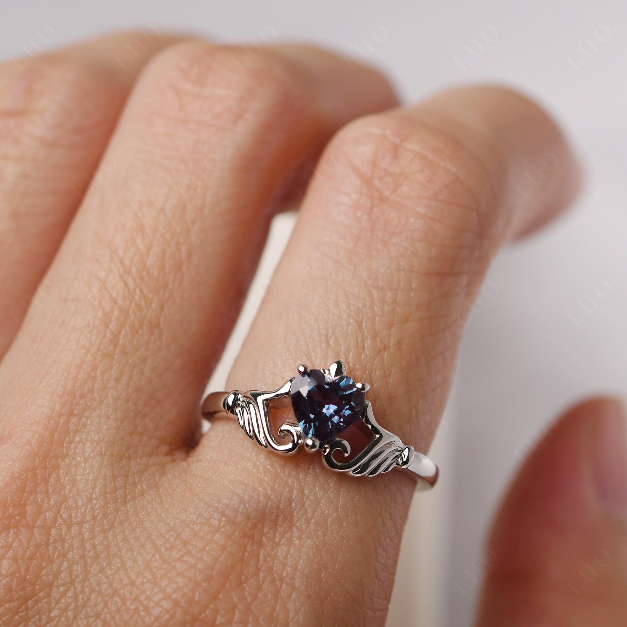 Heart Shaped Alexandrite Claddagh Ring - LUO Jewelry 