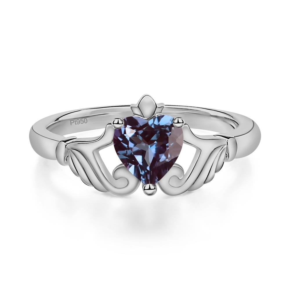 Heart Shaped Alexandrite Claddagh Ring - LUO Jewelry #metal_platinum