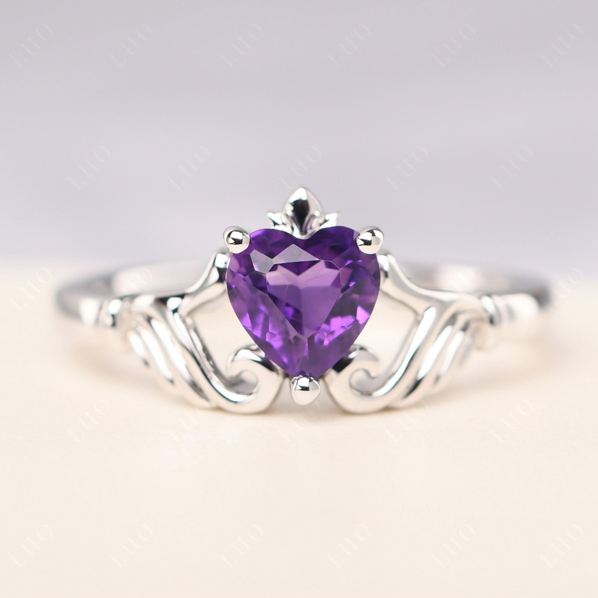 Amethyst Claddagh Ring - LUO Jewelry 