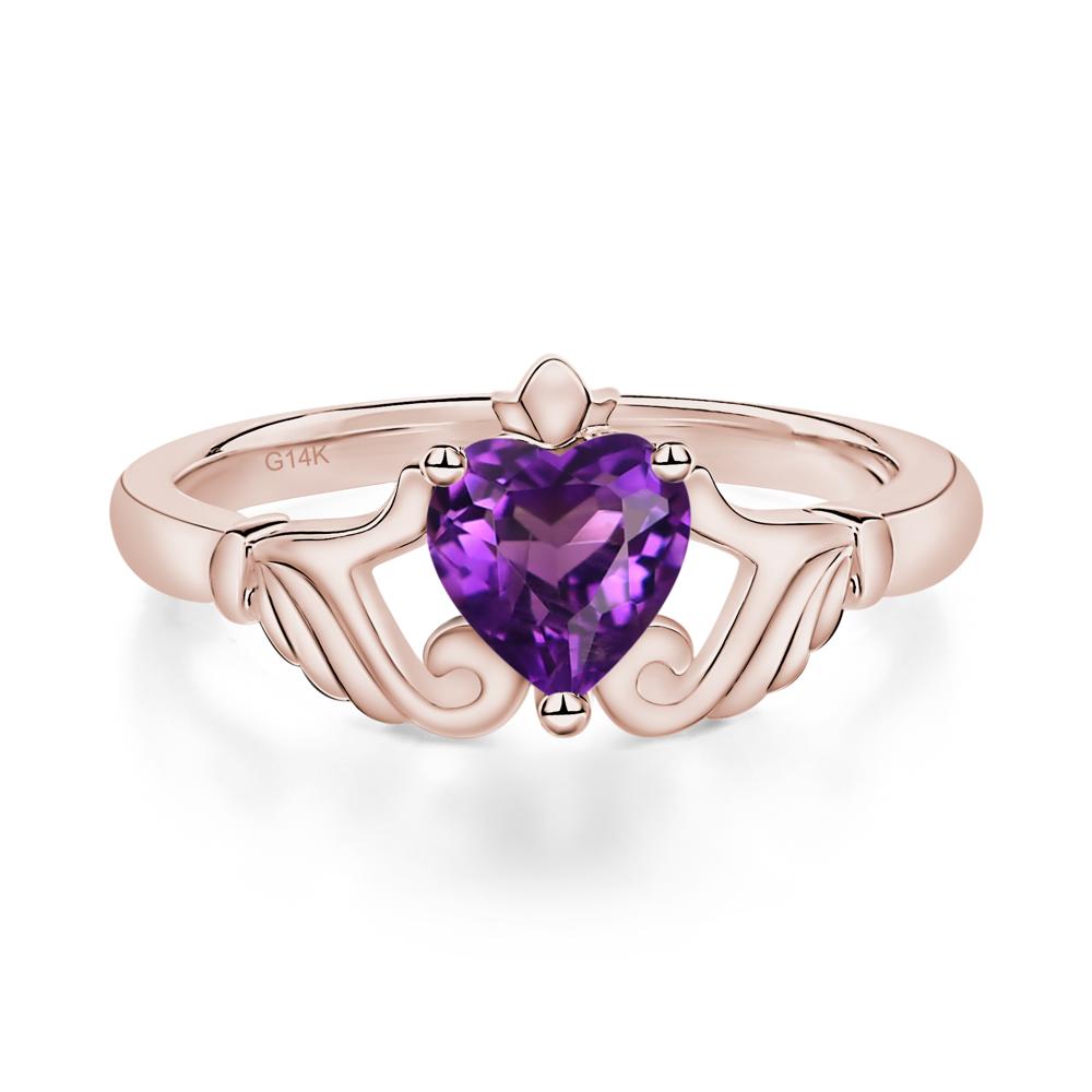 Amethyst Claddagh Ring - LUO Jewelry #metal_14k rose gold