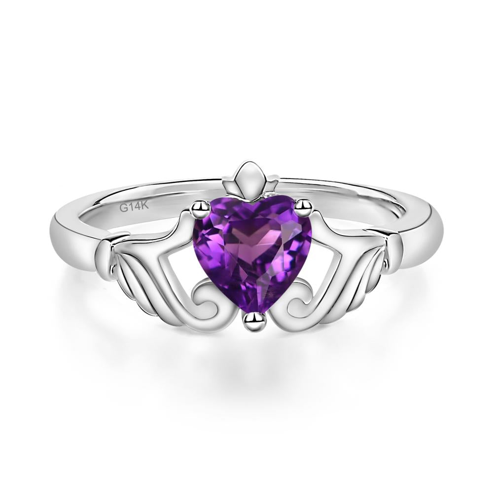 Amethyst Claddagh Ring - LUO Jewelry #metal_14k white gold