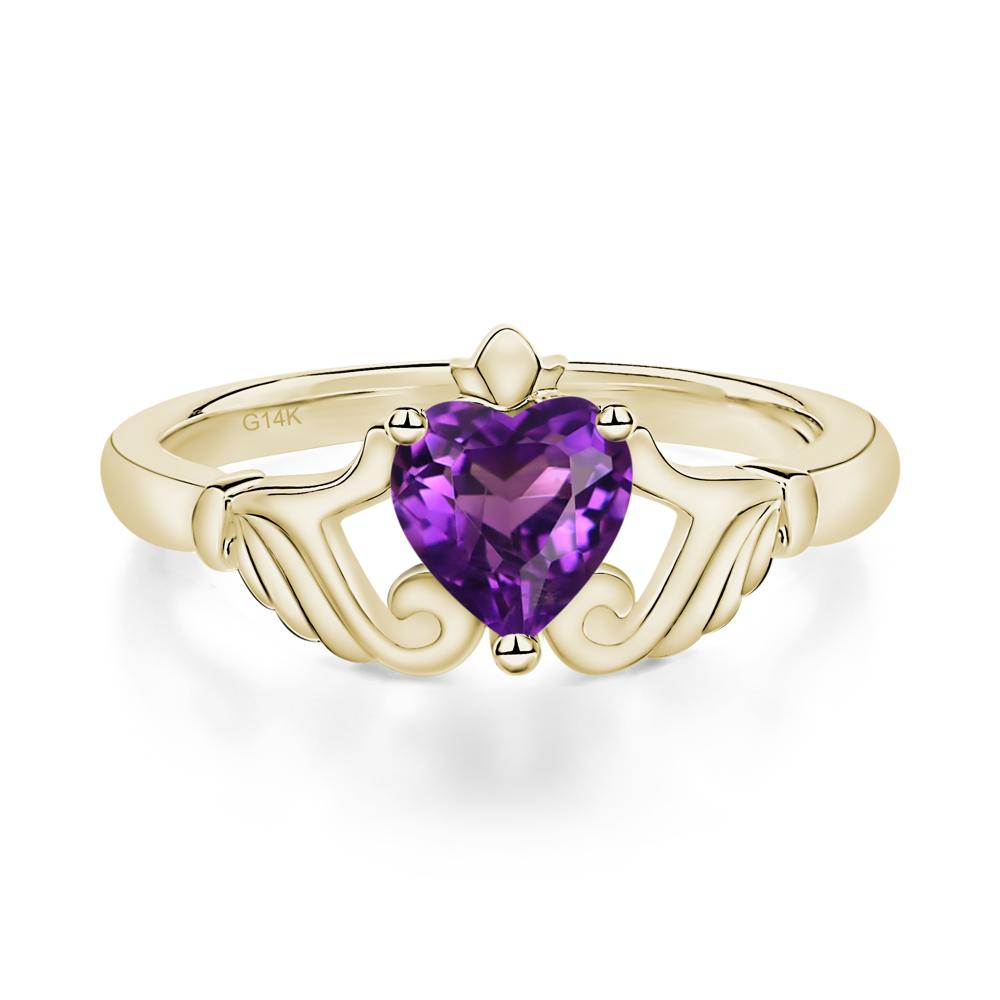 Amethyst Claddagh Ring - LUO Jewelry #metal_14k yellow gold