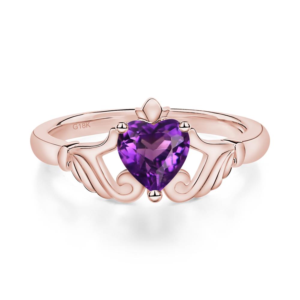 Amethyst Claddagh Ring - LUO Jewelry #metal_18k rose gold